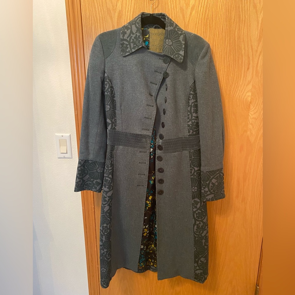Rare small teal st-martins long trench coat